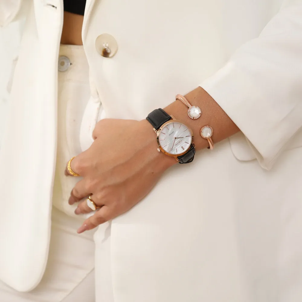 Hanna White Mother Of  Pearl Shell Watch