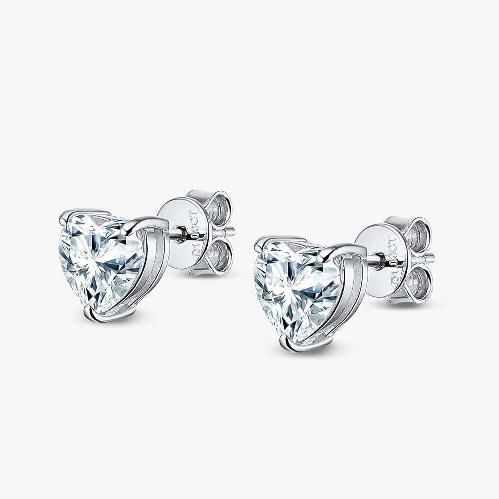 Heart Moissanite 925 Sterling Silver Studs Earrings