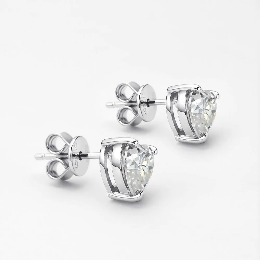 Heart Moissanite 925 Sterling Silver Studs Earrings