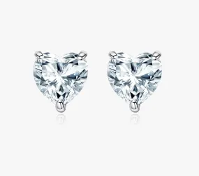 Heart Moissanite 925 Sterling Silver Studs Earrings