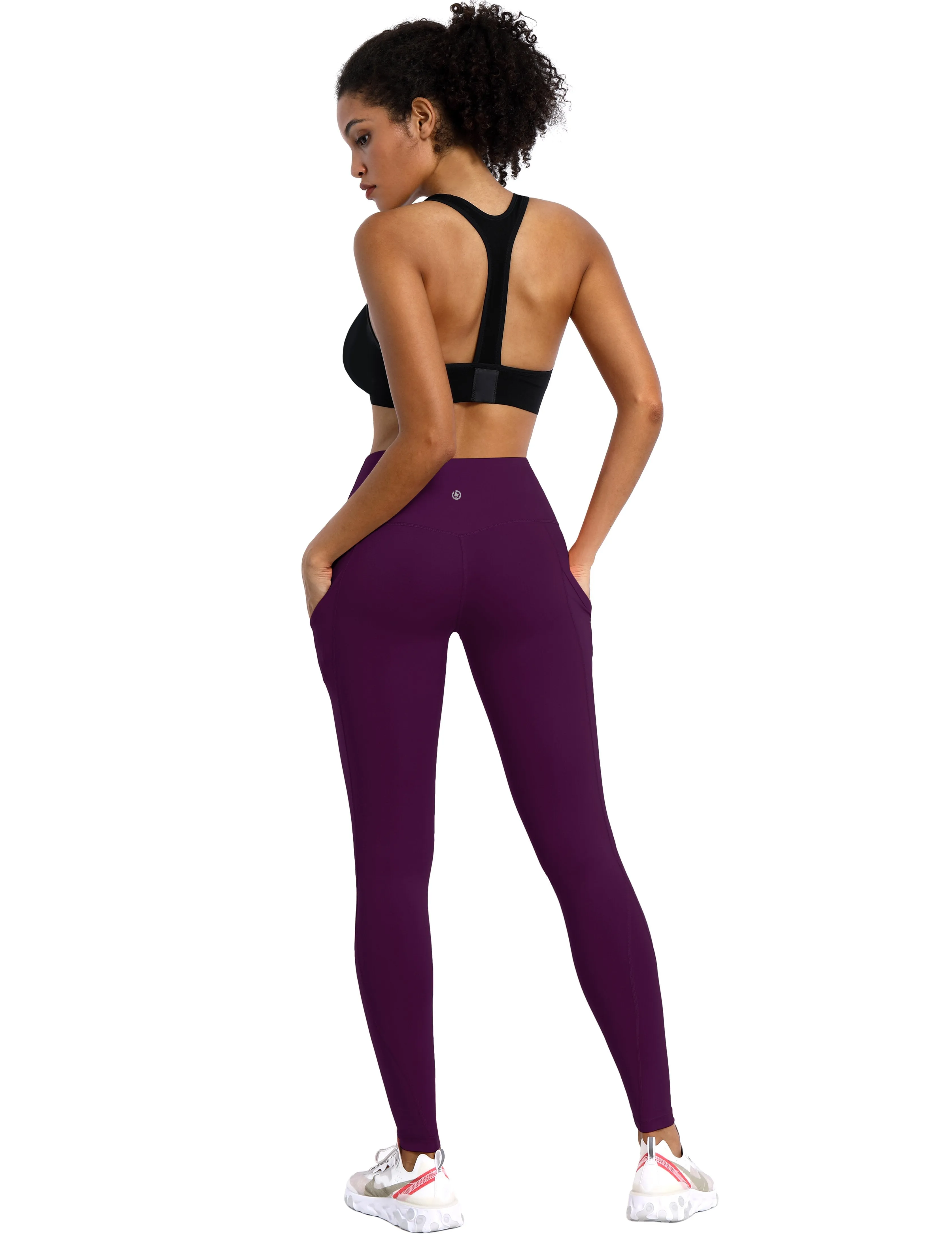 High Waist Side Pockets Yoga Pants plum ins