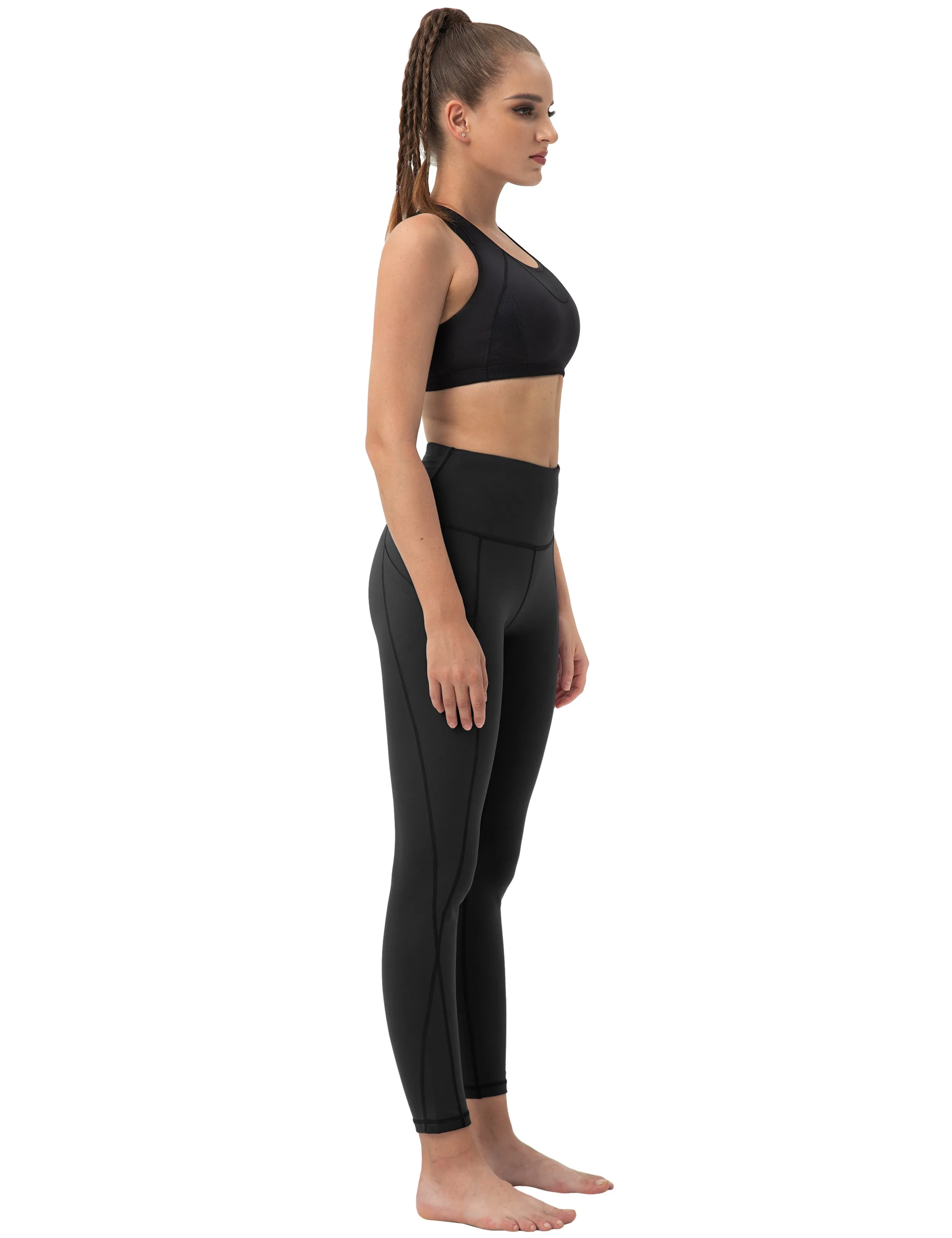 High Waist Side Pockets yogastudio Pants black_yogastudio