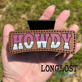 Howdy Maroon Grey White Hand Painted Hair Claw Clip