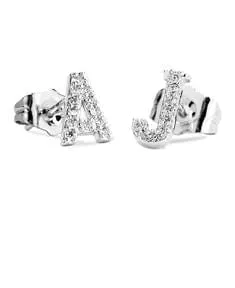 Initial Necklace & Stud Earrings Set with CZ accent