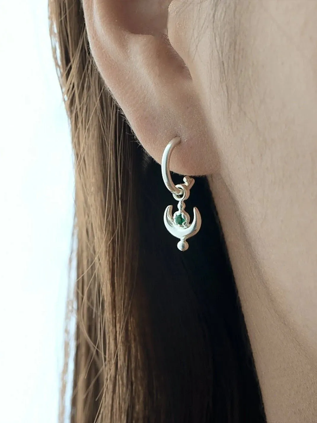 Joyce Charm Hoop Earring with Mini Moon