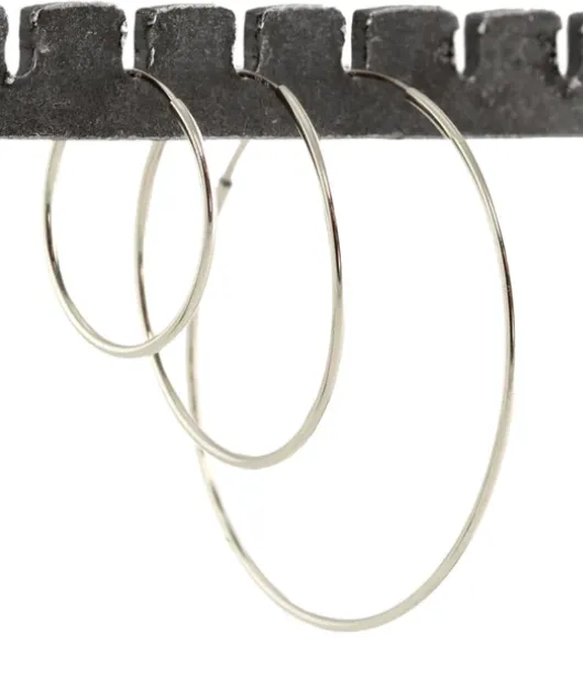 Kris Nations 25mm Featherweight Hoop Earrings - Silver