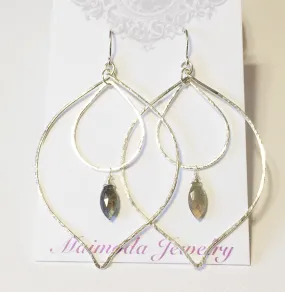 Labradorite peacock hoop earrings (E516)