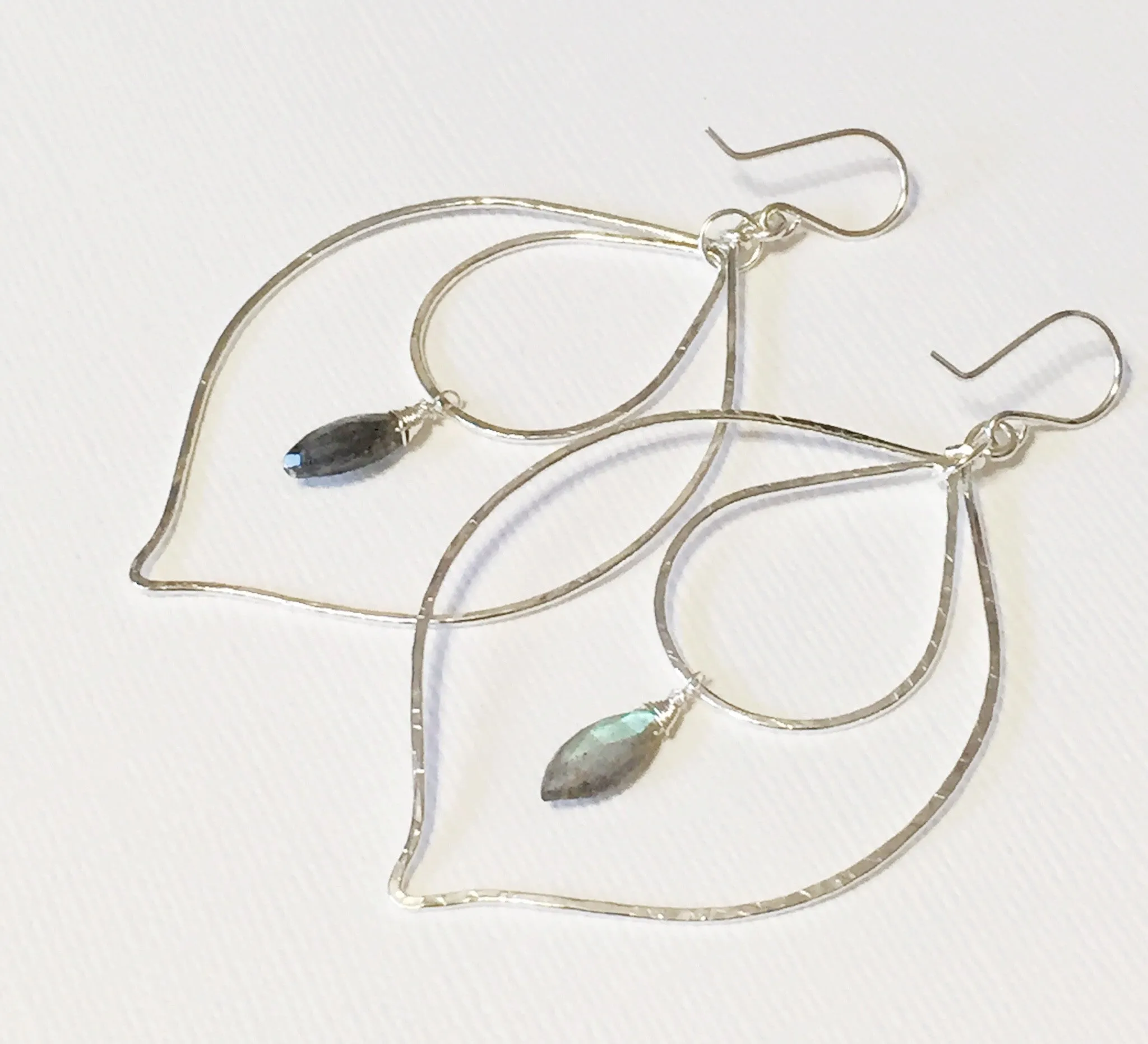 Labradorite peacock hoop earrings (E516)