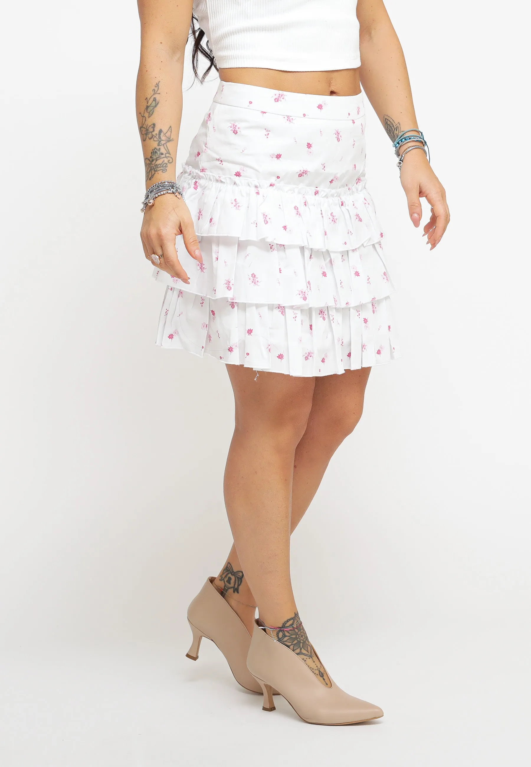 Ladies Skirt - White Pink