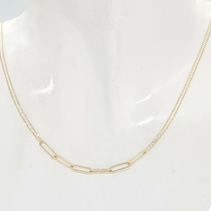 Link Double Strand  Necklace 18K Gold