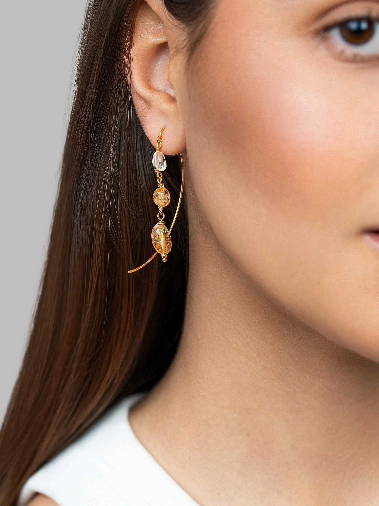 Liz Gold Citrine Hoop Earrings