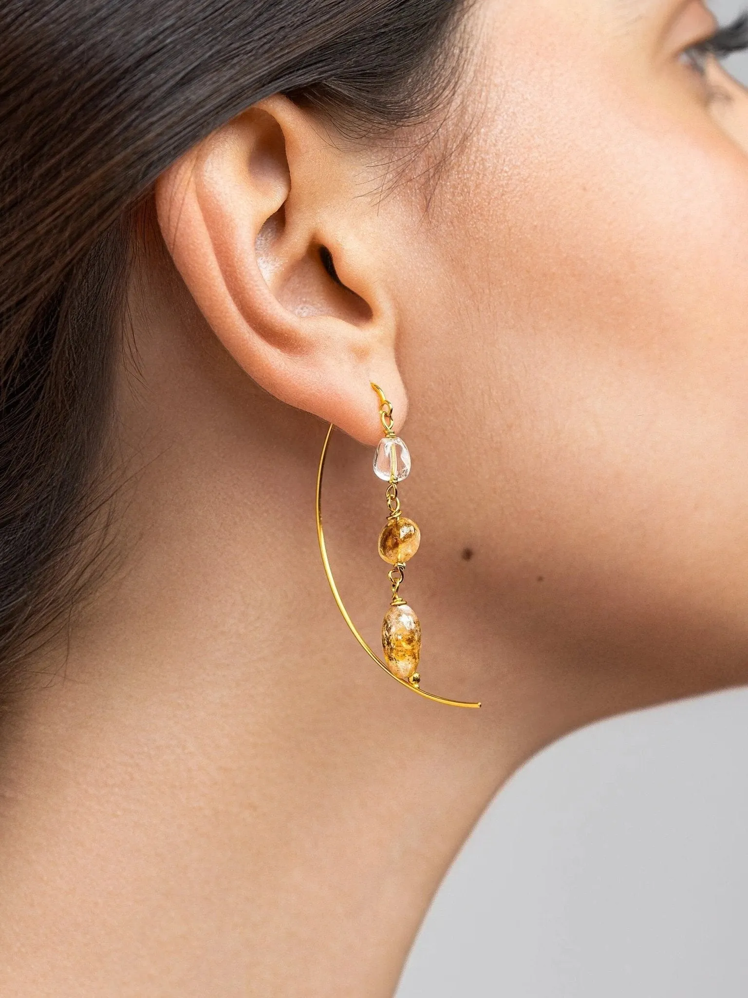 Liz Gold Citrine Hoop Earrings