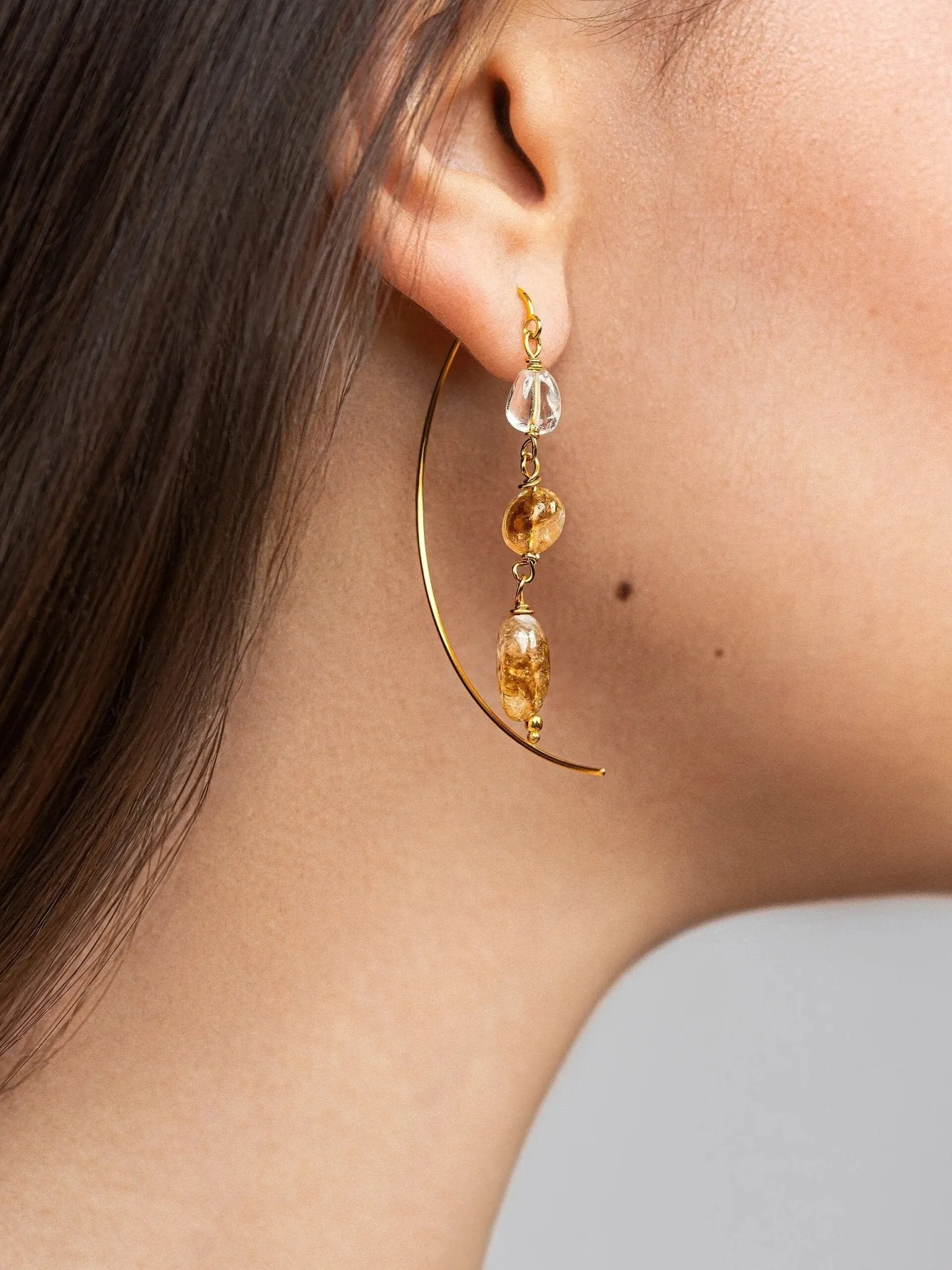 Liz Gold Citrine Hoop Earrings