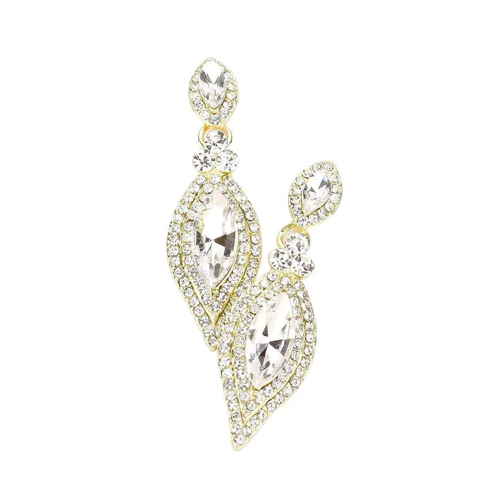 Marquise Stone Accented Dangle Evening Earrings