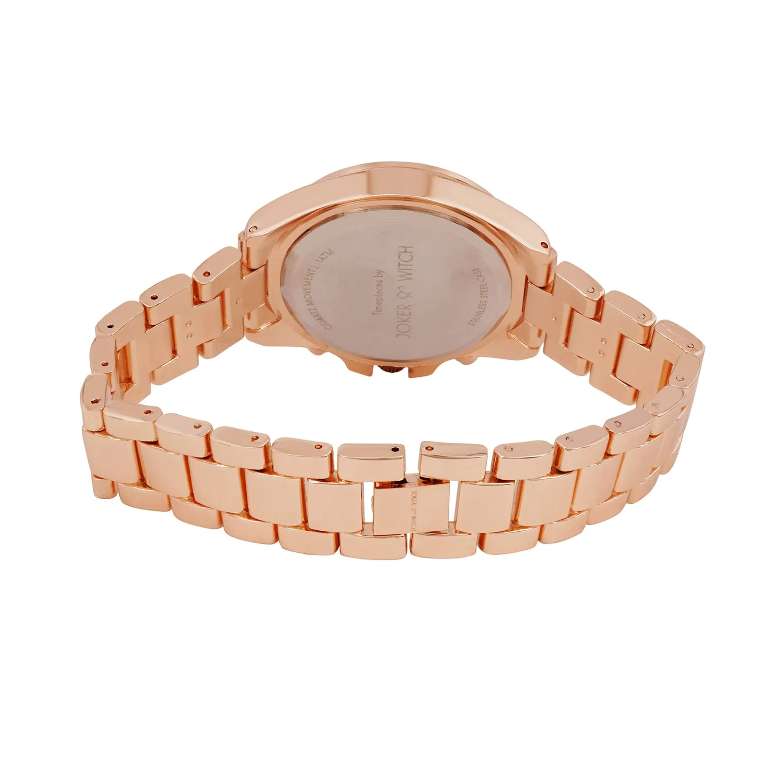 Meghan Black Dial Rosegold Metallic Strap Watch