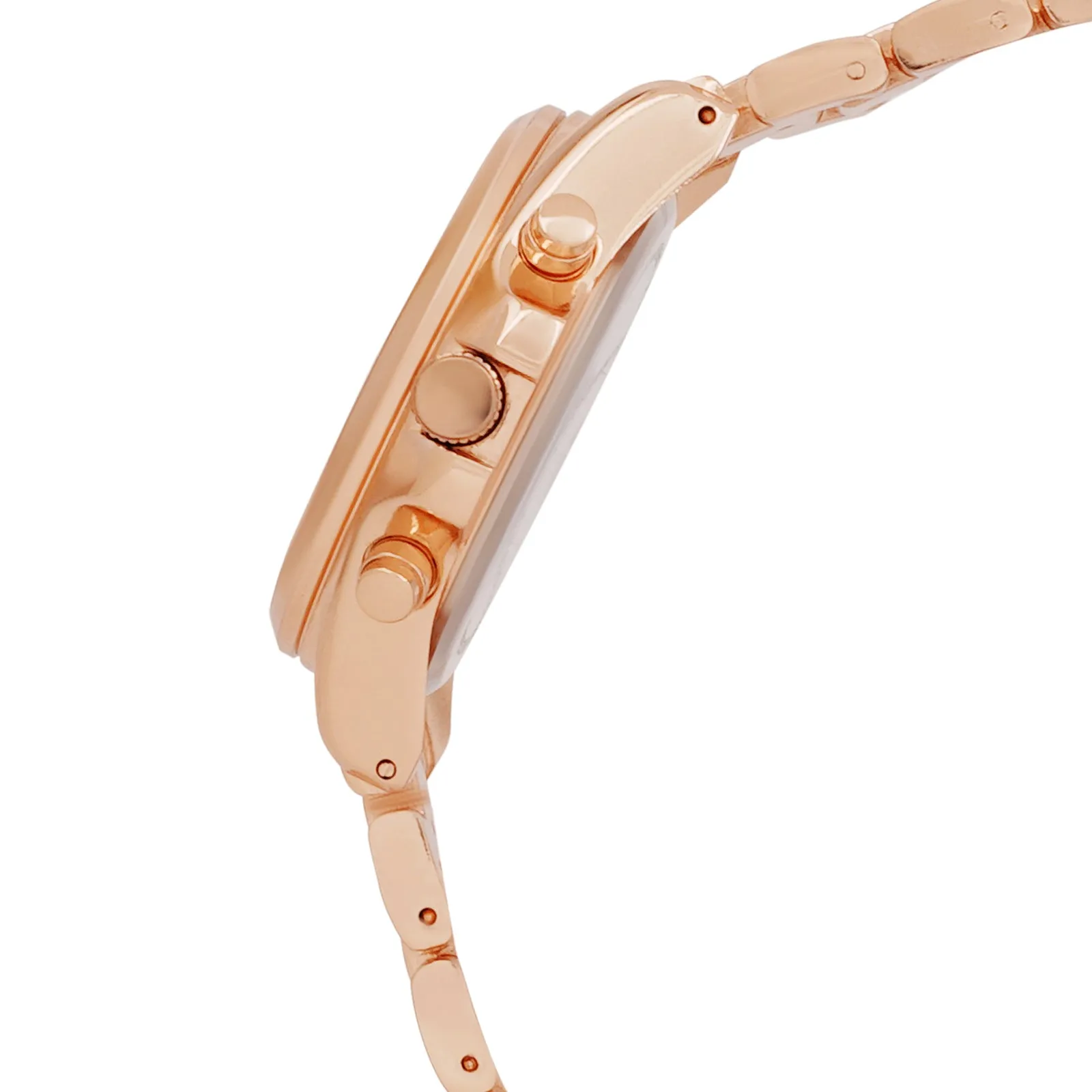 Meghan Black Dial Rosegold Metallic Strap Watch