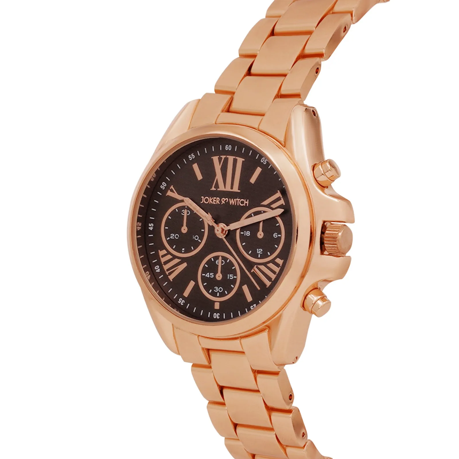 Meghan Black Dial Rosegold Metallic Strap Watch