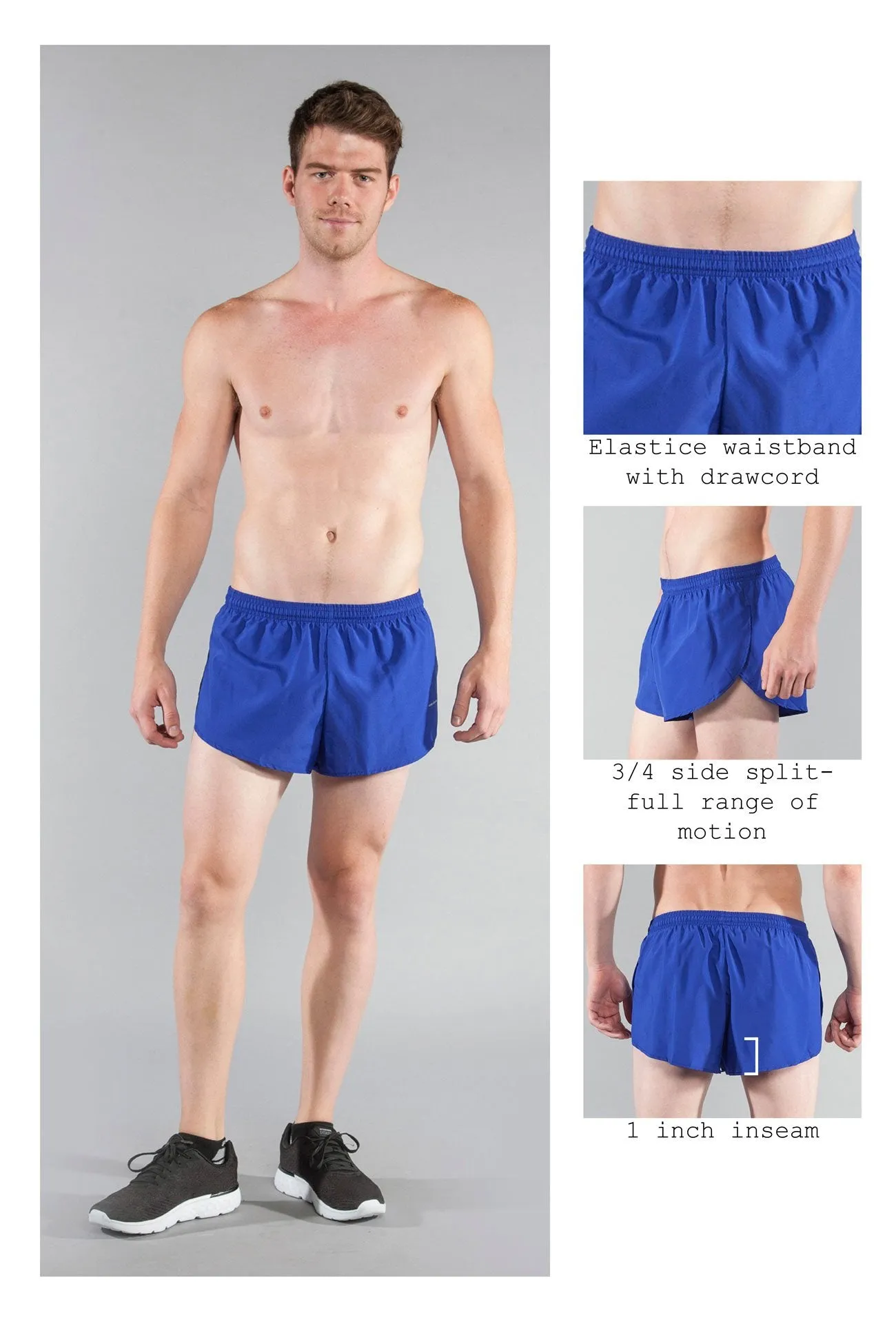 Men's 1" Elite Split Shorts- Royal