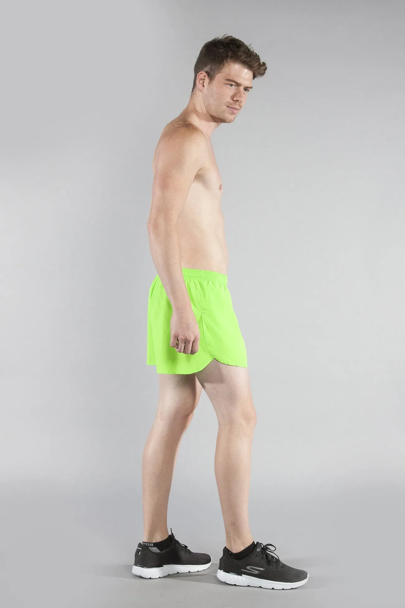 Men's 3" Half Split Trainer Shorts- Neon Lime