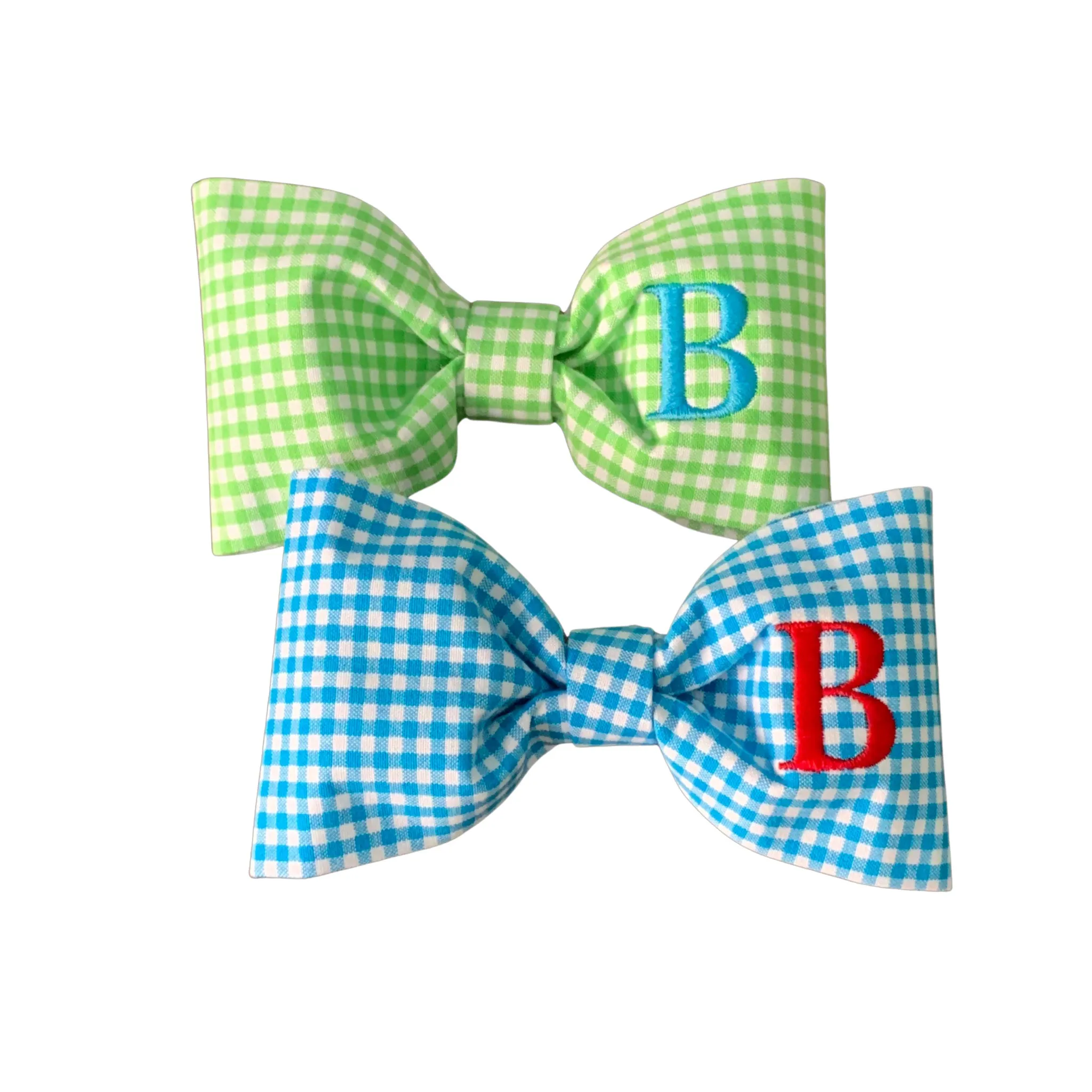 Monogram Dog Bow Ties and Girl Bows in Gingham