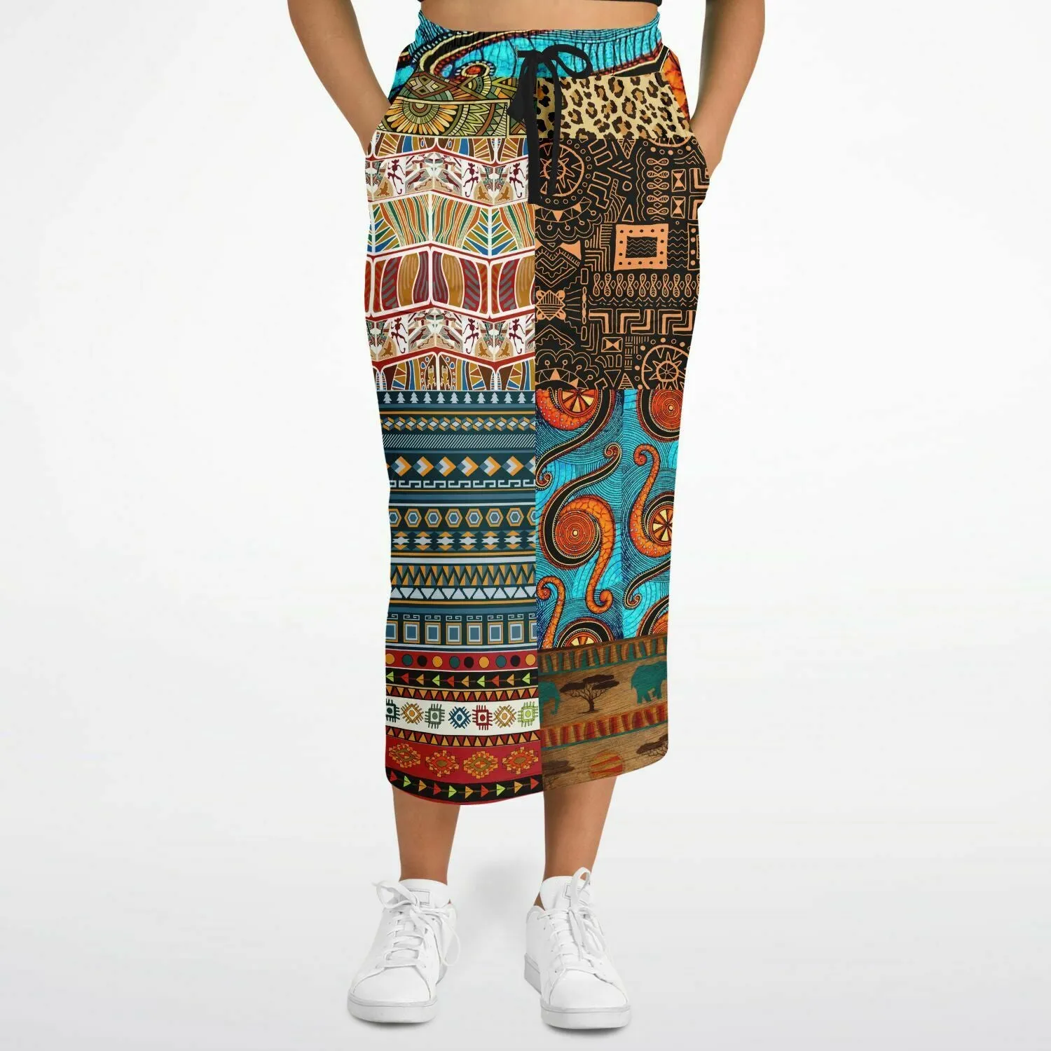 Mother Lode African Print Eco-Poly Long Pocket Skirt