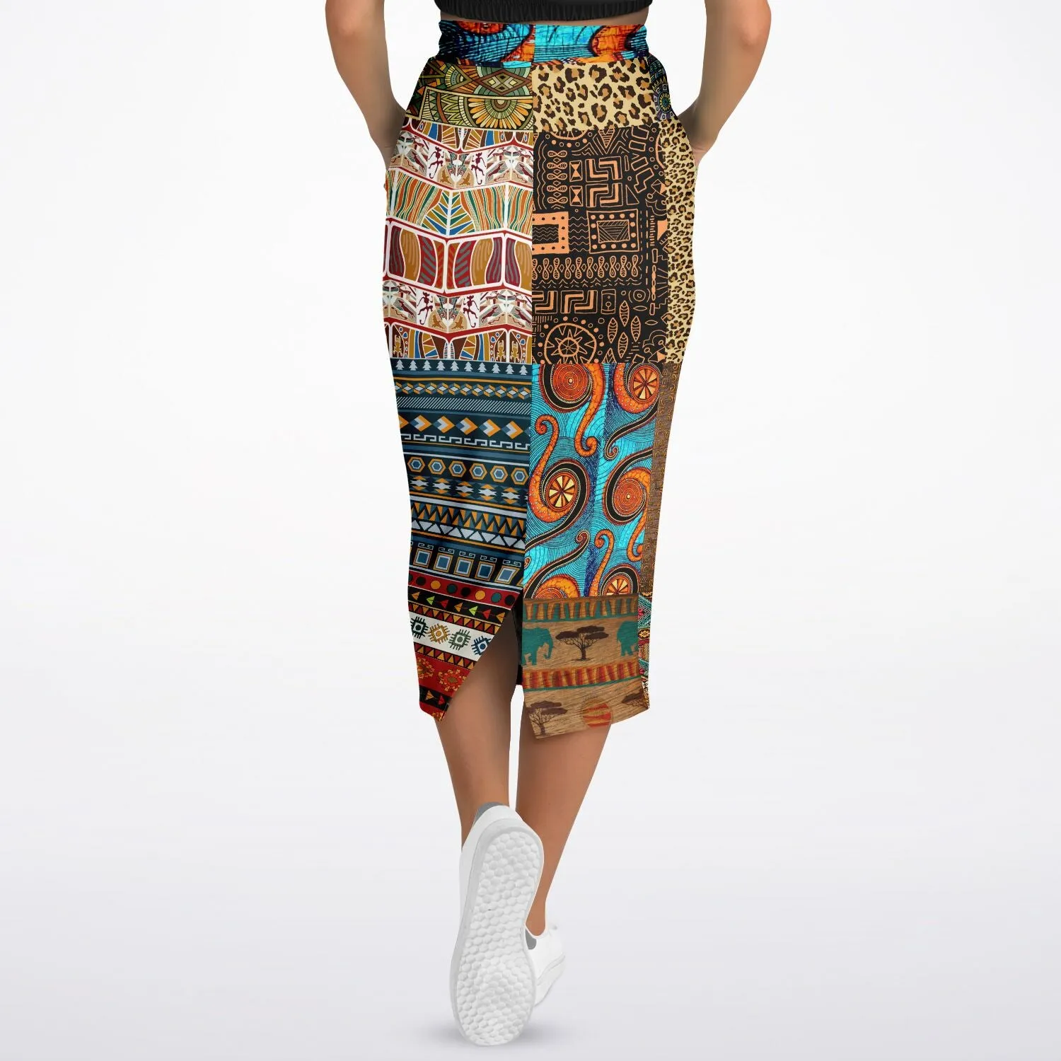 Mother Lode African Print Eco-Poly Long Pocket Skirt