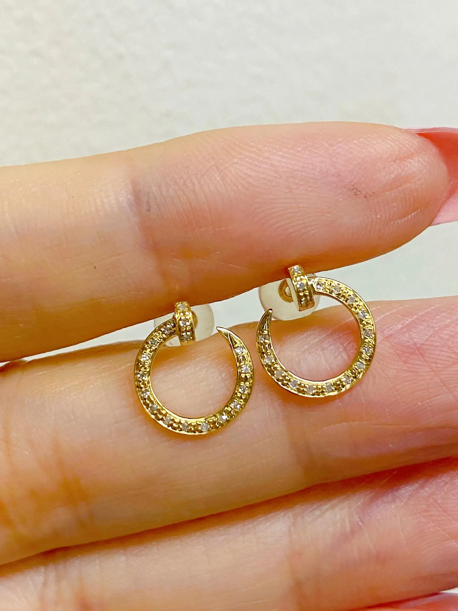 Nail Diamond Earrings 18K Gold