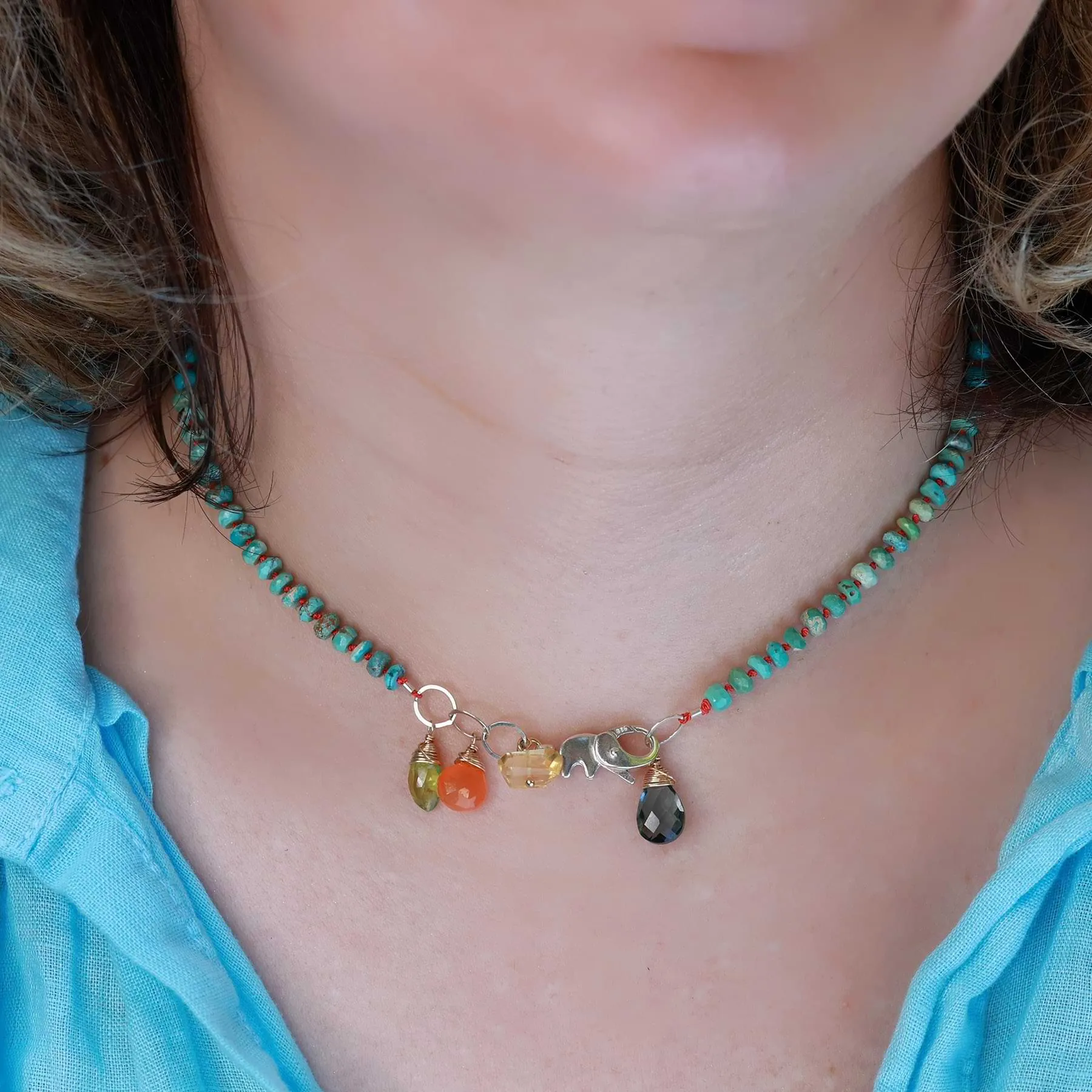 Nairobi - Turquoise Silk Knotted Necklace