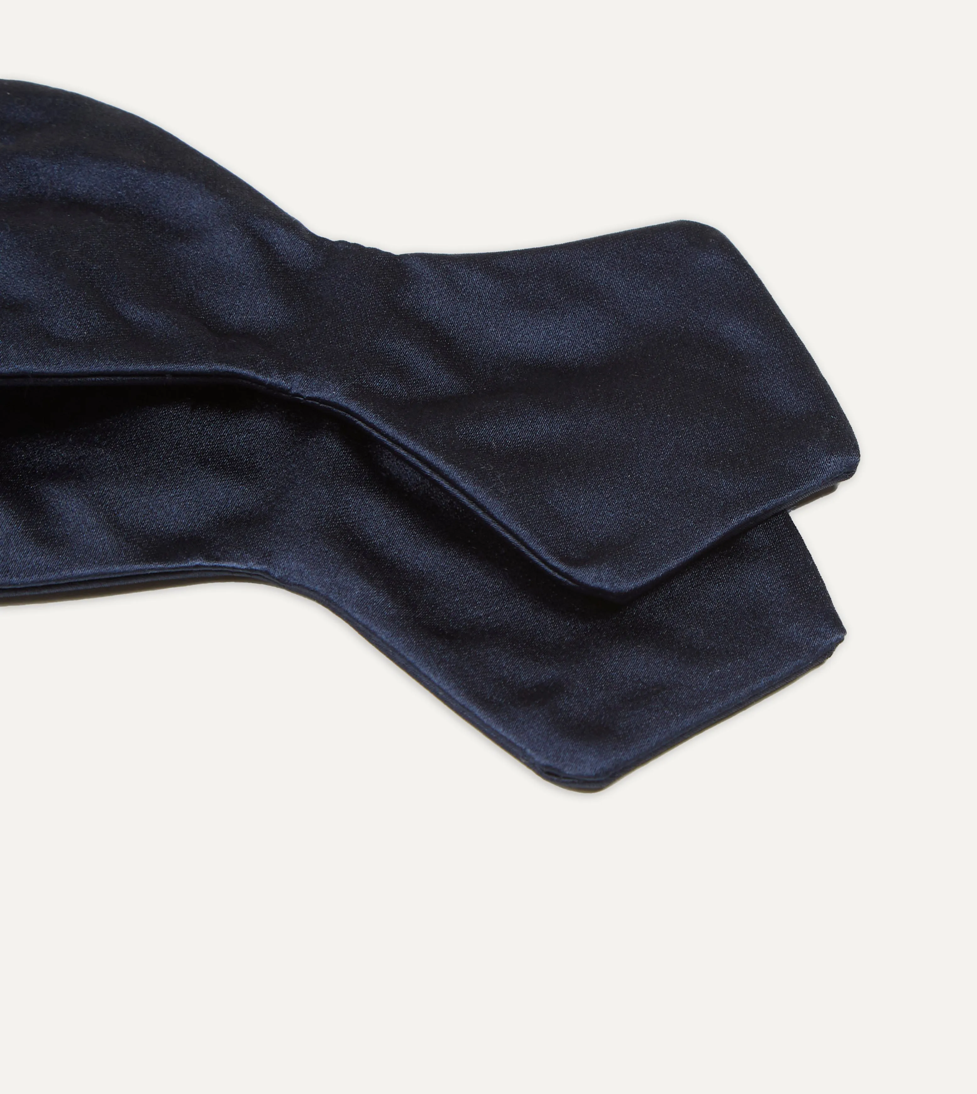 Navy Self-Tie Satin Batwing Bow Tie