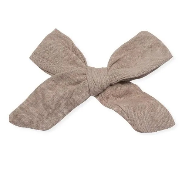 oh baby! School Girl Bow Linen Hair Clip Large - Rose