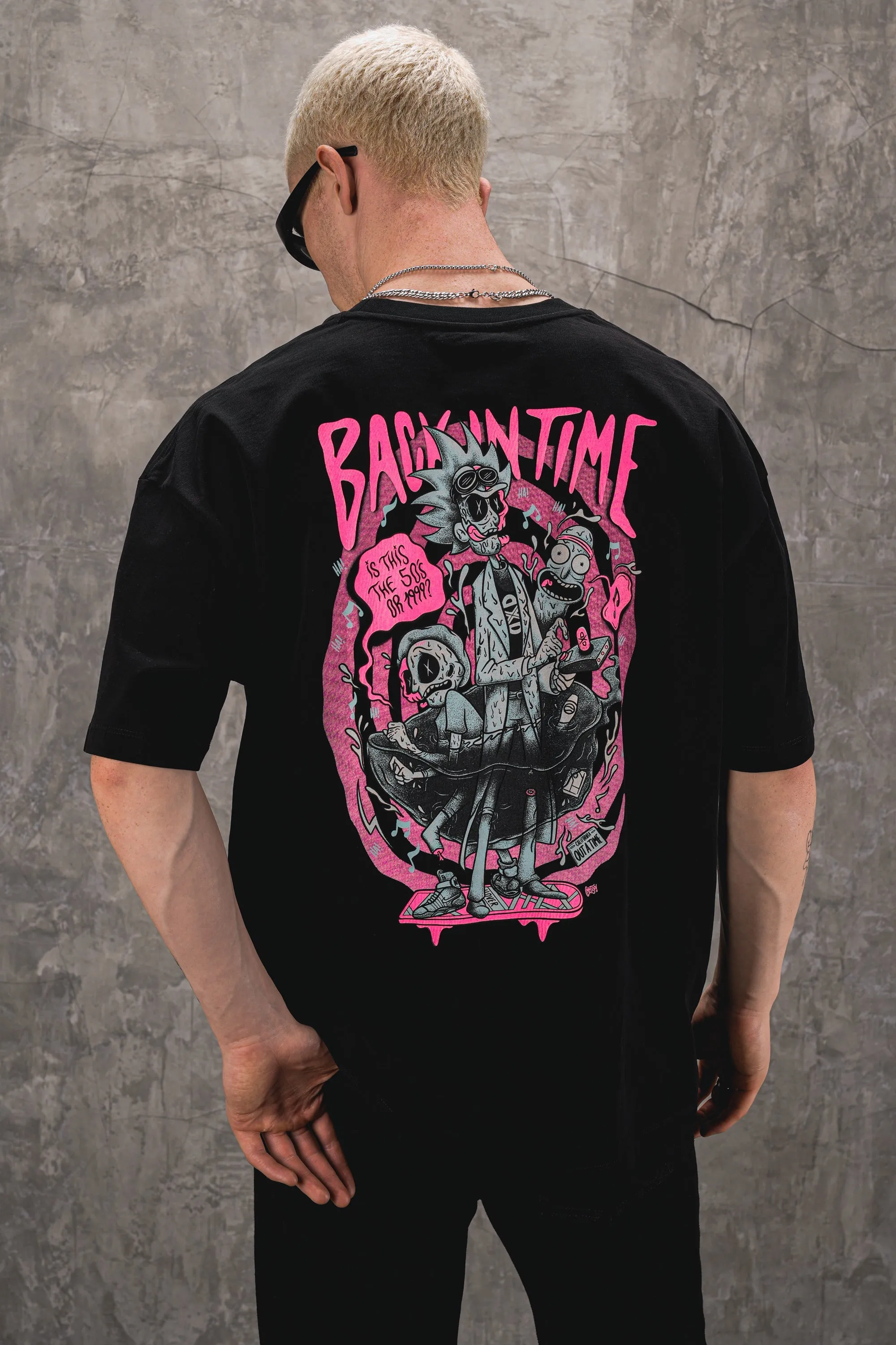 Out A Time 240GSM Oversized Tee - Black