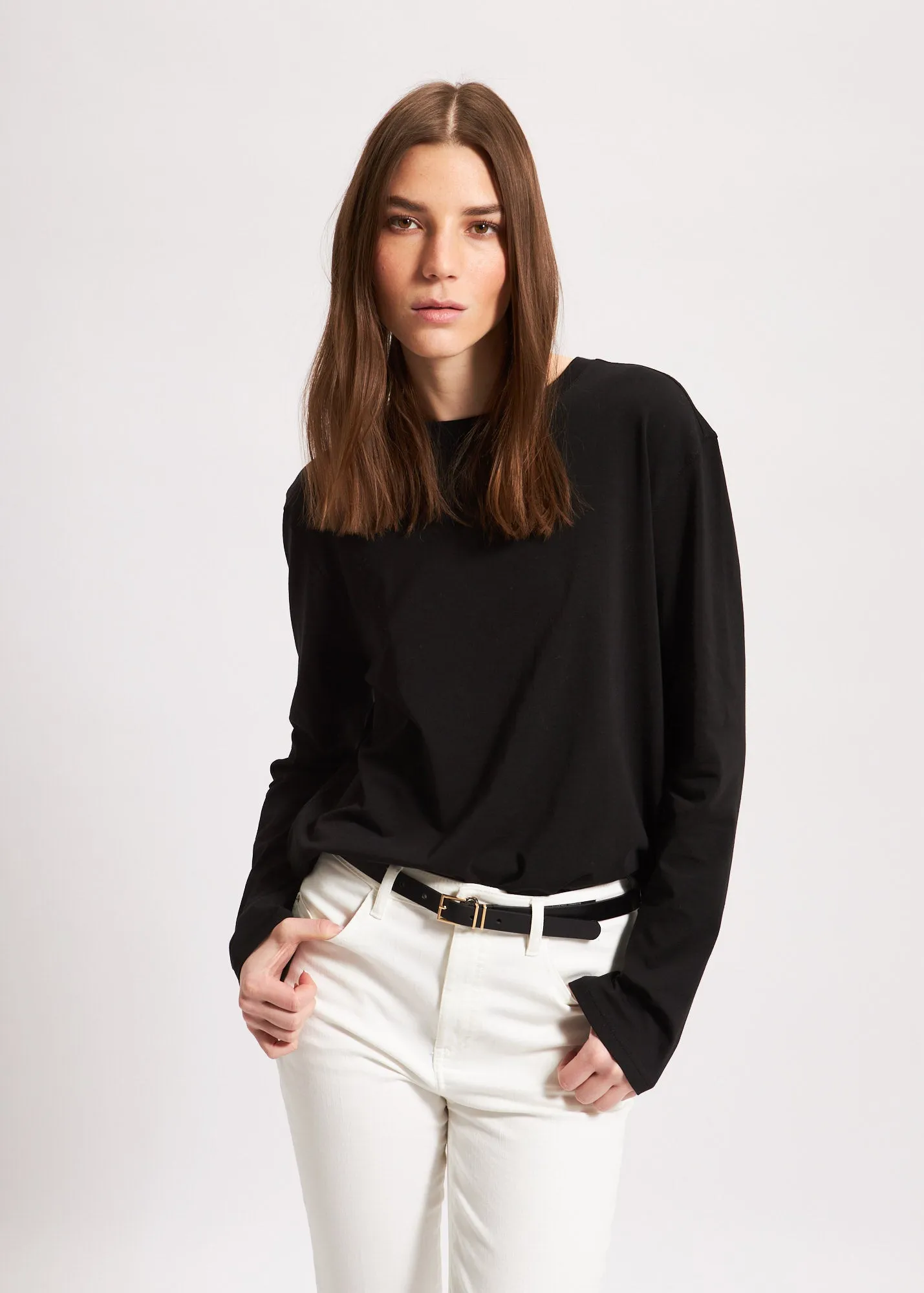 PIMA COTTON STRETCH BOYFRIEND LONG SLEEVE