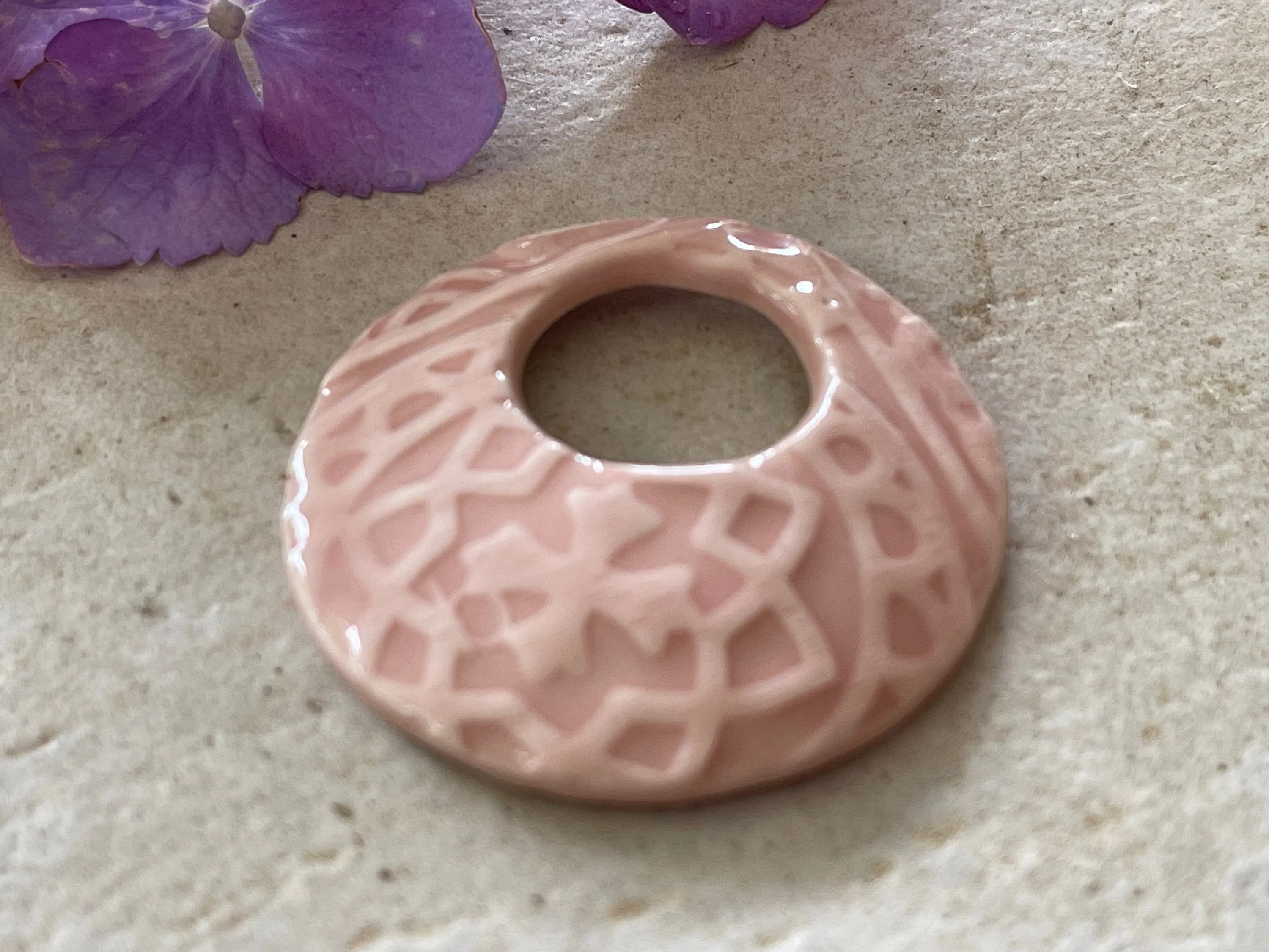 Pink Pendant, Circle Pendant, Focal Bead, Necklace Bead, Necklace Component, Jewelry Component, DIY necklace, Moroccan Pendant