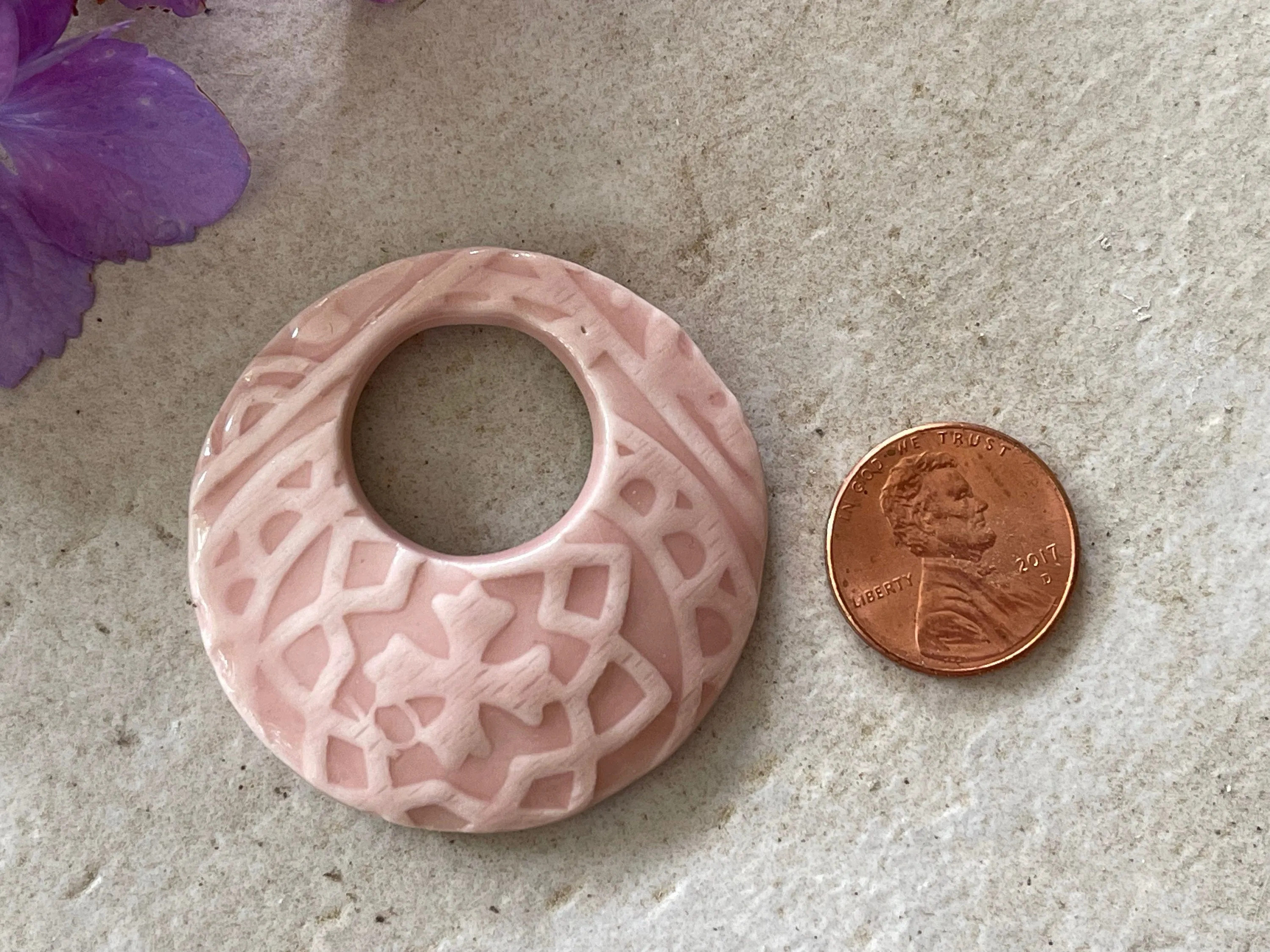 Pink Pendant, Circle Pendant, Focal Bead, Necklace Bead, Necklace Component, Jewelry Component, DIY necklace, Moroccan Pendant