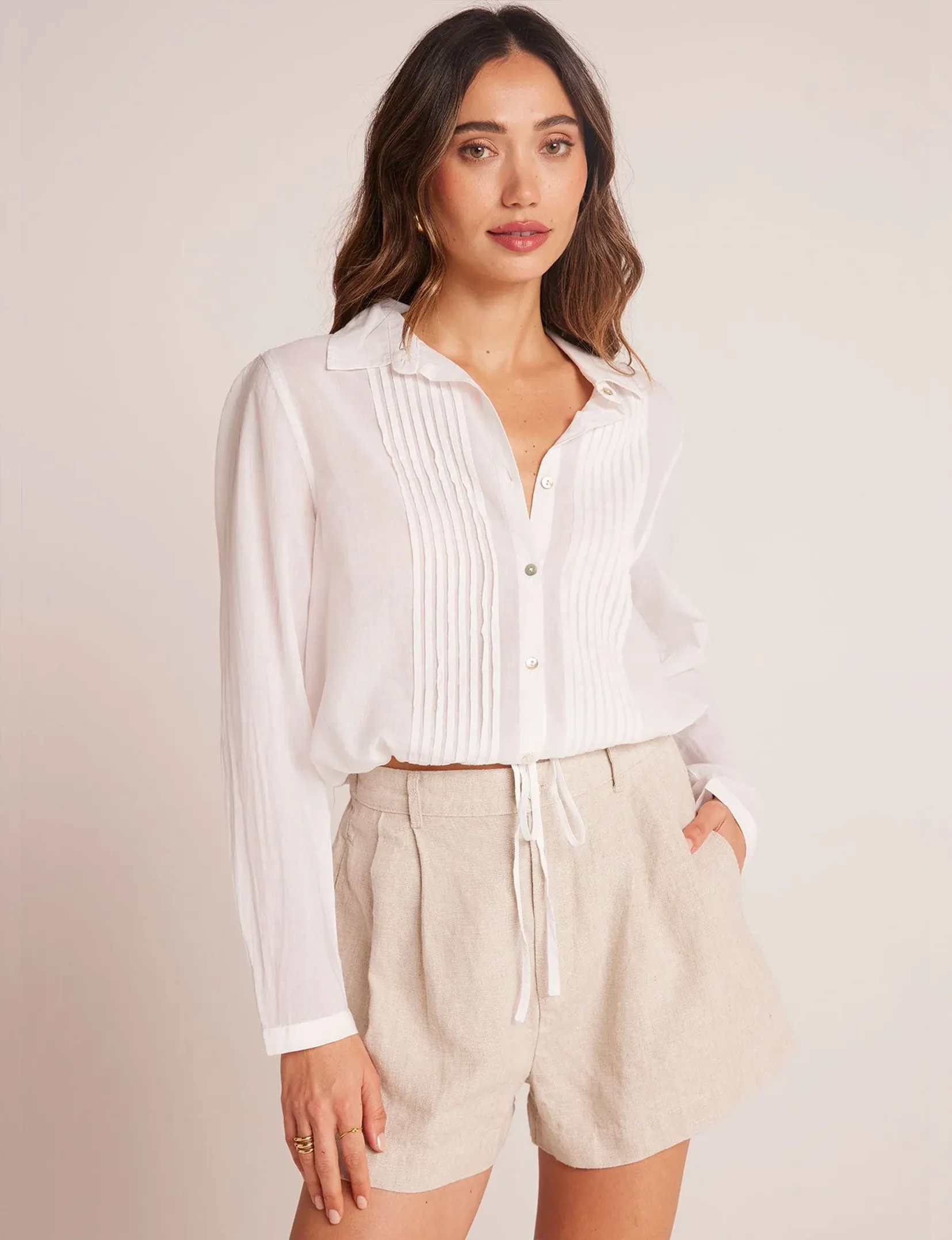 Pleat Front Linen Trouser Short, Sand