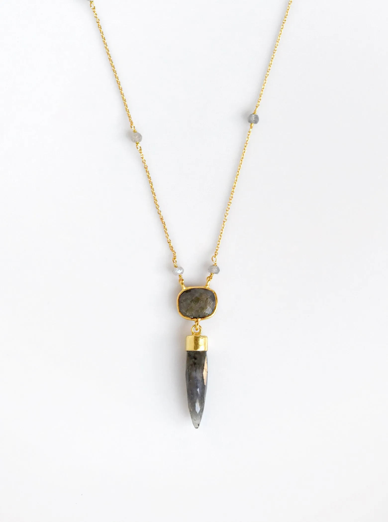 Pointy Cushion Gemstone Necklace