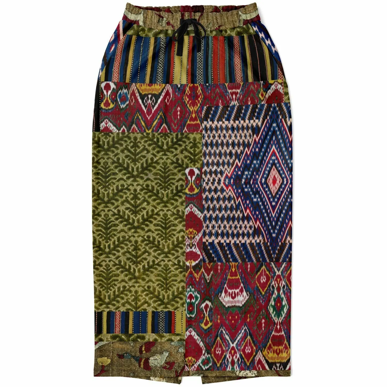 Red Melange Eco-Poly Long Pocket Skirt