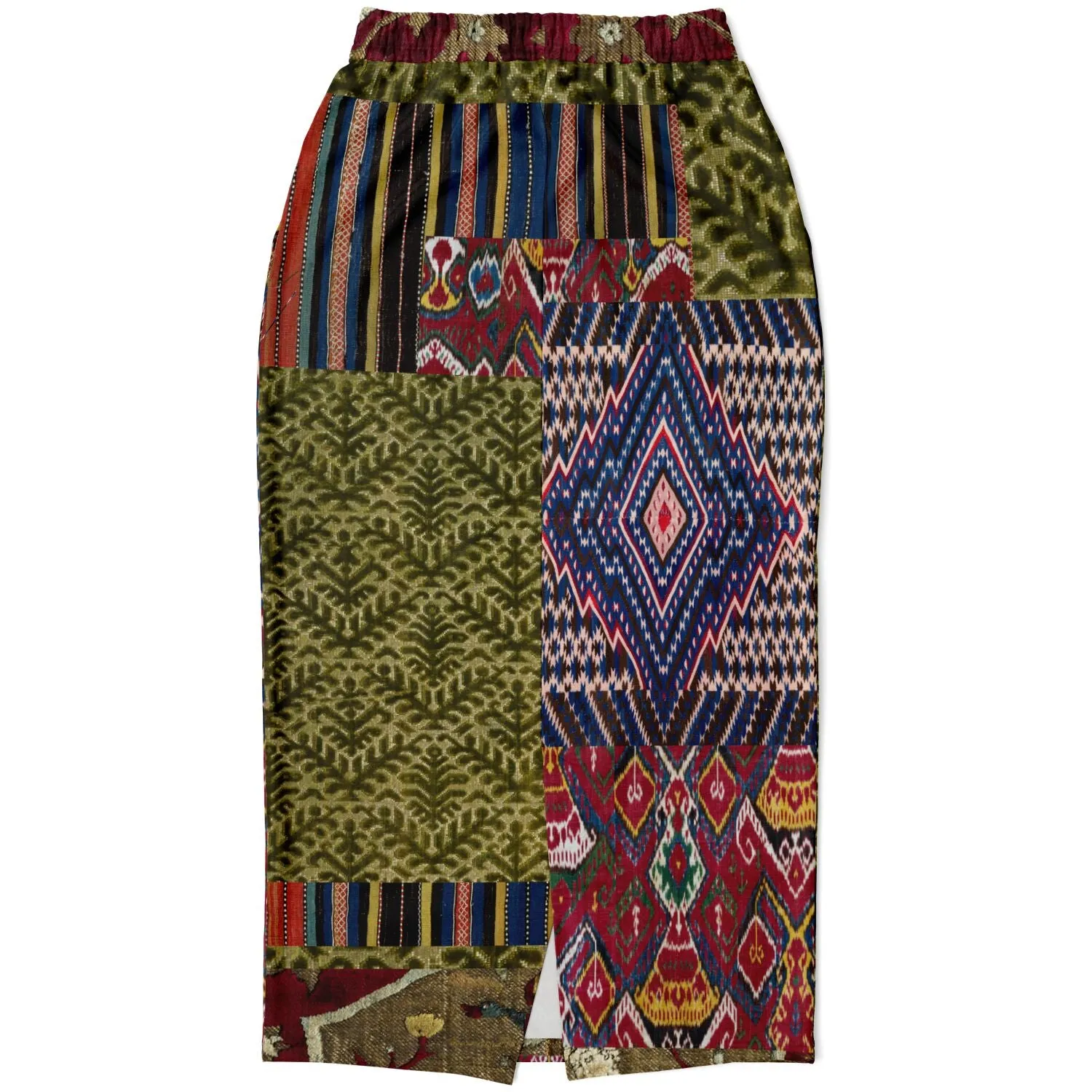 Red Melange Eco-Poly Long Pocket Skirt