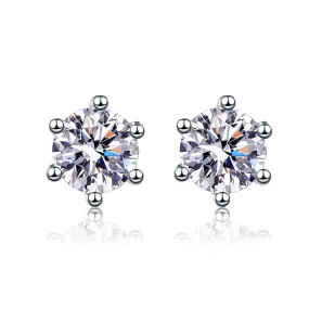 S925 Silver Fashion Classic Six Claw Moissanite Earrings