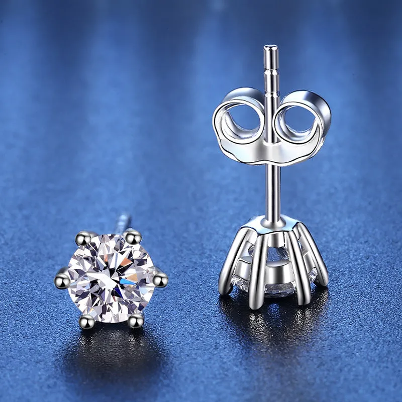 S925 Silver Fashion Classic Six Claw Moissanite Earrings