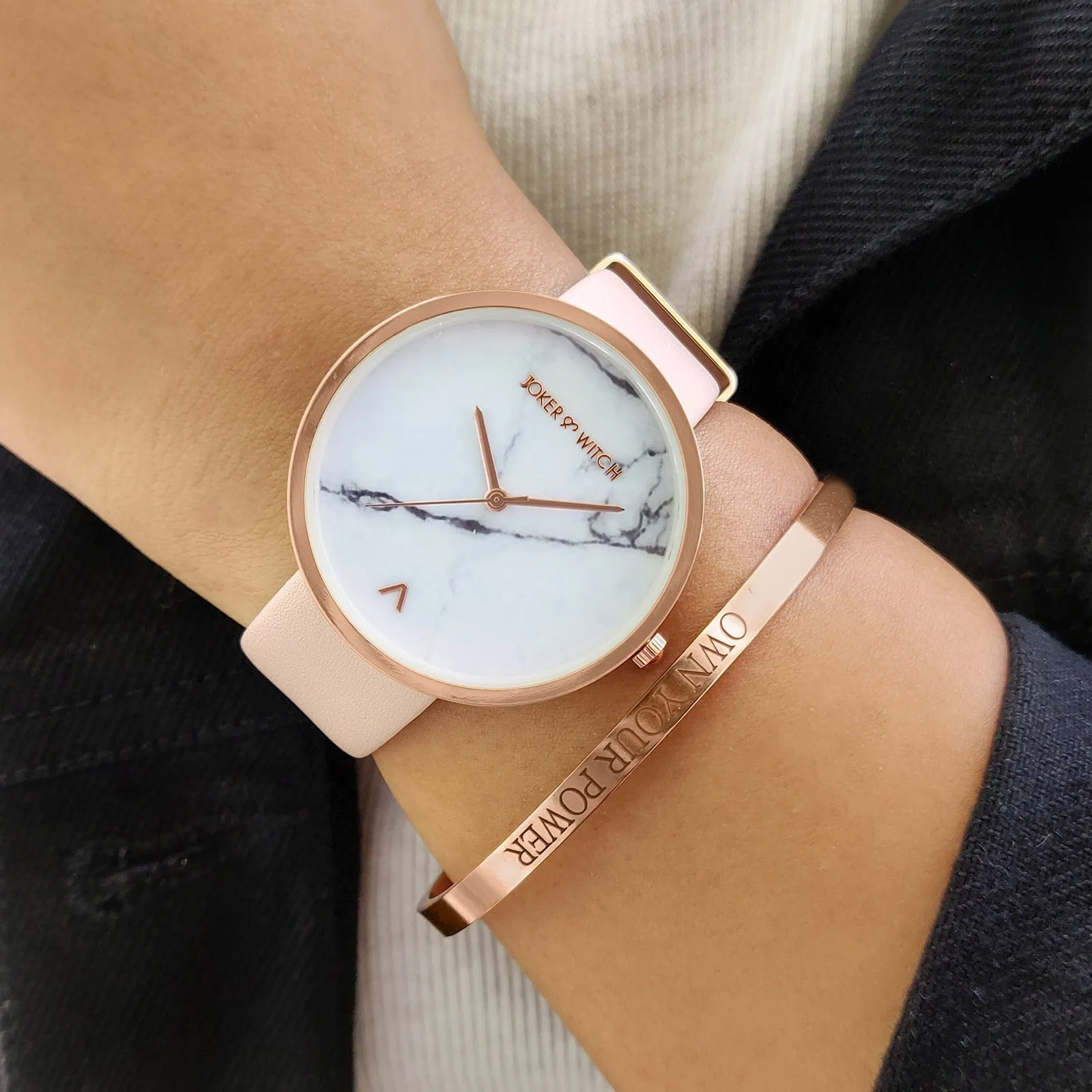 Scarlet Pink and Rosegold Watch Bracelet Stack