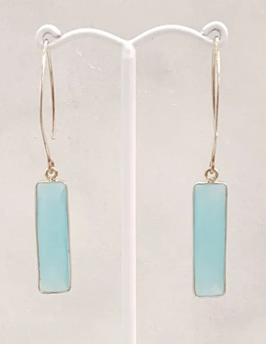 Seafom Chalcedony Single Gem Drop V-hook Earrings