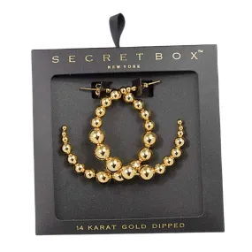 Secret Box 14K Gold Dipped Metal Ball Hoop Earrings