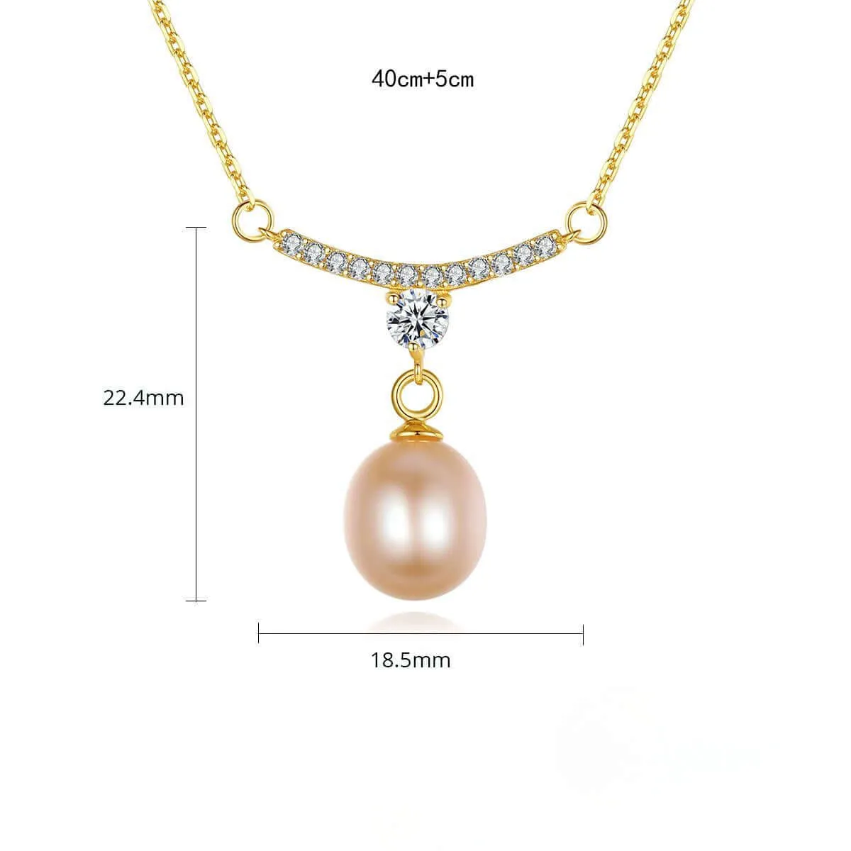 Silver Freshwater Pearl Pendant Necklace with CZ Diamonds