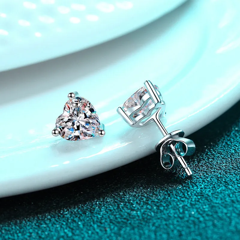 Simple Heart Moissanite Earrings for Women