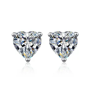 Simple Heart Moissanite Earrings for Women