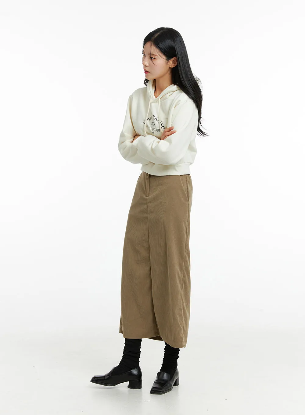 Slit Corduroy Maxi Skirt ON315