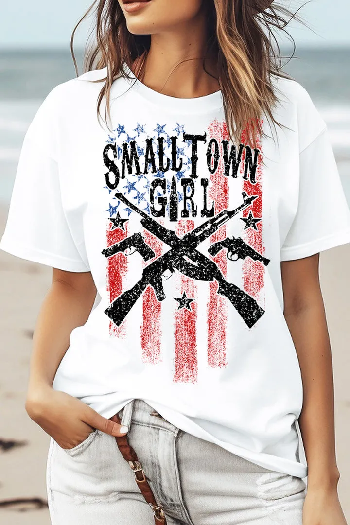 Small Town Girl American Flag with Guns Unisex T-Shirt