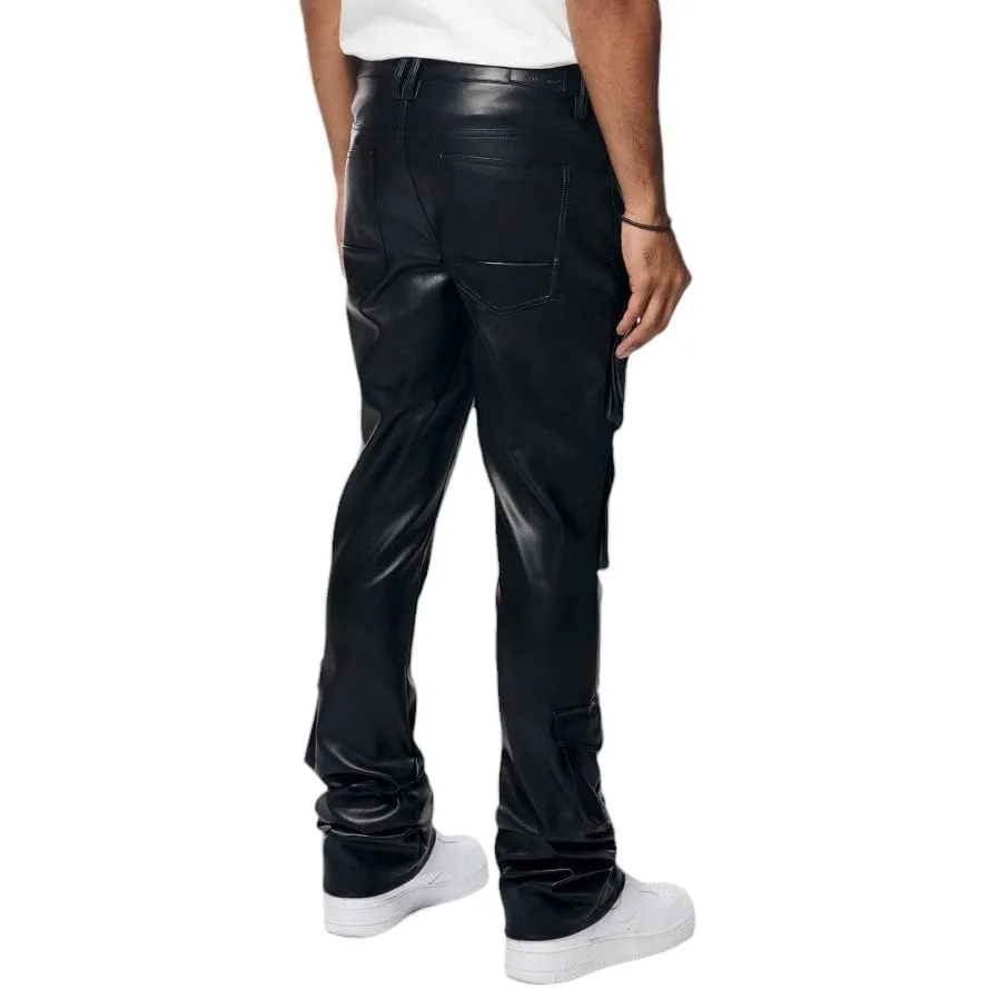 Smoke Rise Vegan Leather Stacked Utility Pants (Black) WP23685