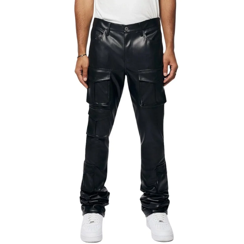 Smoke Rise Vegan Leather Stacked Utility Pants (Black) WP23685